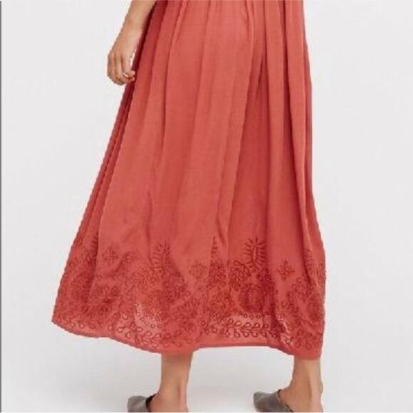 Free People Elaine Embroidered Racer ack Maxi Dress Dusty Pink Rust M - Picture 4 of 15